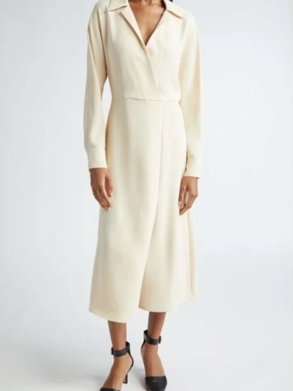 Vince $425 Long Sleeve Faux Wrap Midi - Sz M